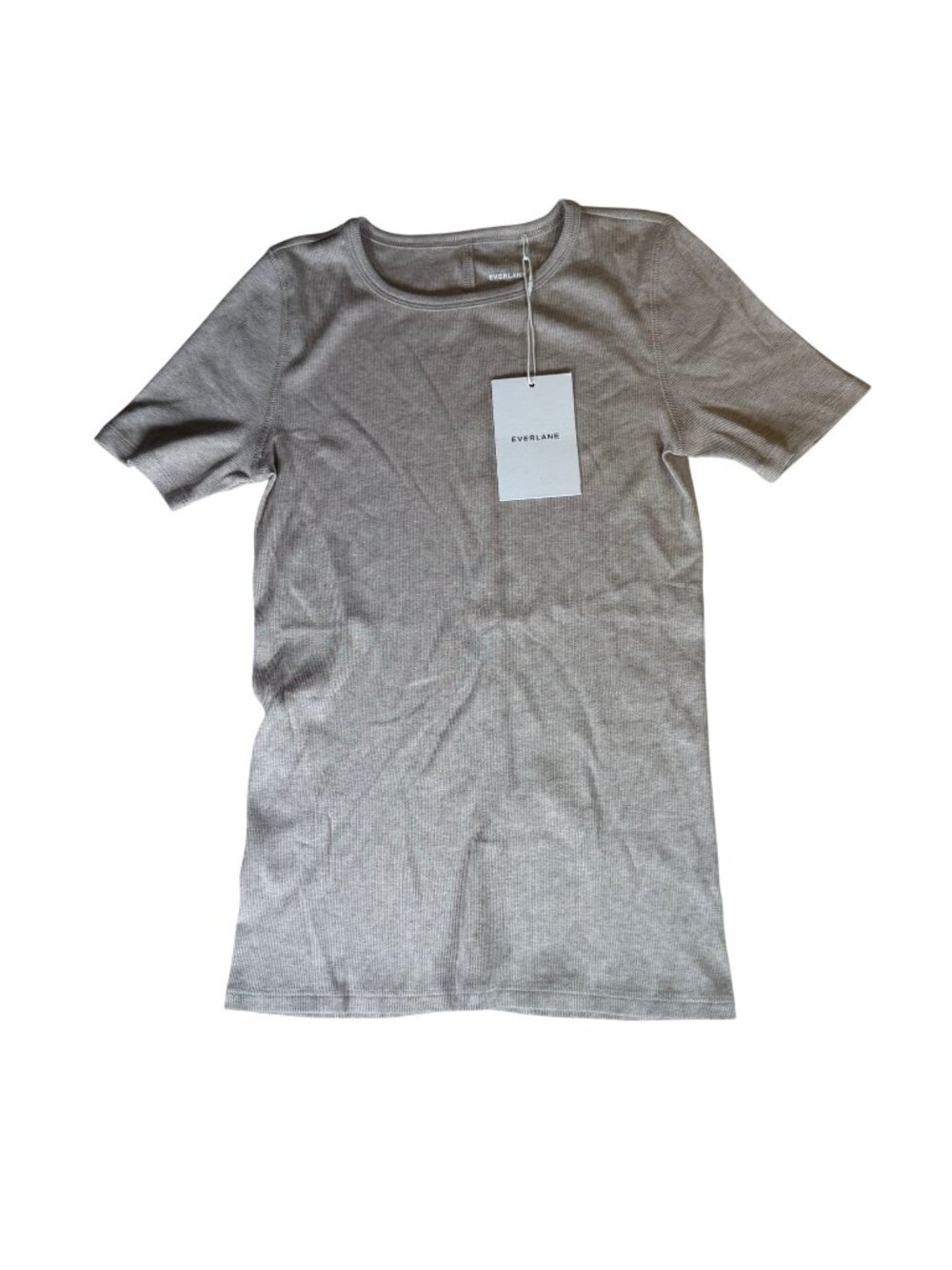Everlane The Luxe Micro-Rib Crew Women's Size Small Heathered Tan New With Tags!